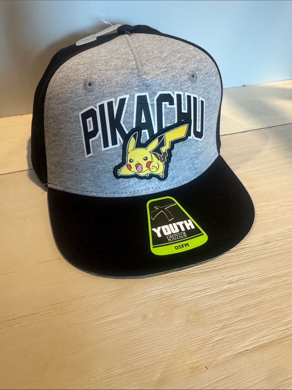 Pokemon Pikachu Youth Hat Grey and Black with Yellow Accent